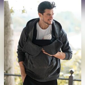 Seraphine men’s baby wearing sweatshirt